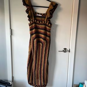 NWT Zara Crochet Ruffle Sleeve Dress